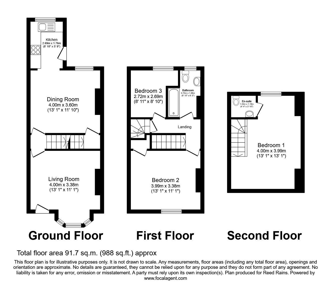 Floorplan of 3 bedroom Mid Terrace House to rent, Dovercourt Road, Sheffield, South Yorkshire, S2