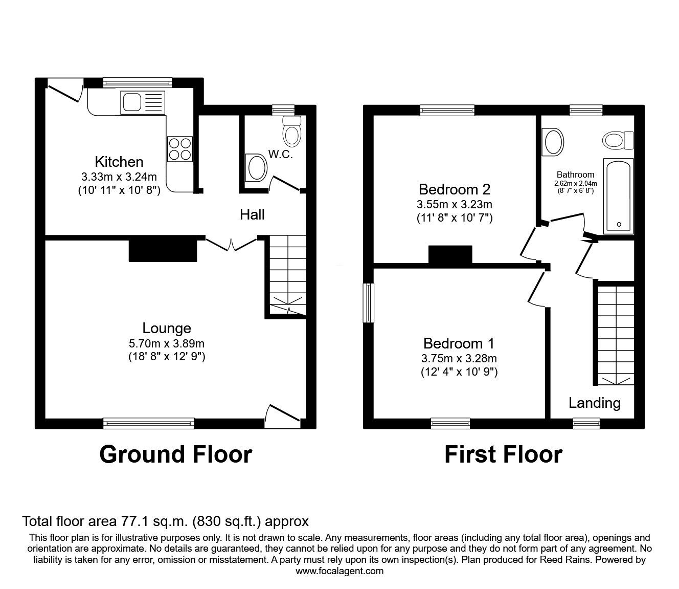 Floorplan of 2 bedroom Semi Detached House for sale, Grange Road, Beighton, South Yorkshire, S20