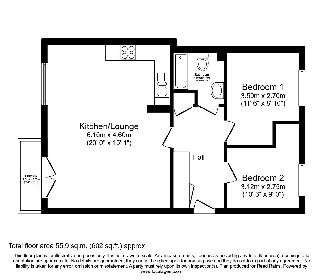 Floorplan of 2 bedroom  Flat for sale, Beeches Bank, Sheffield, South Yorkshire, S2