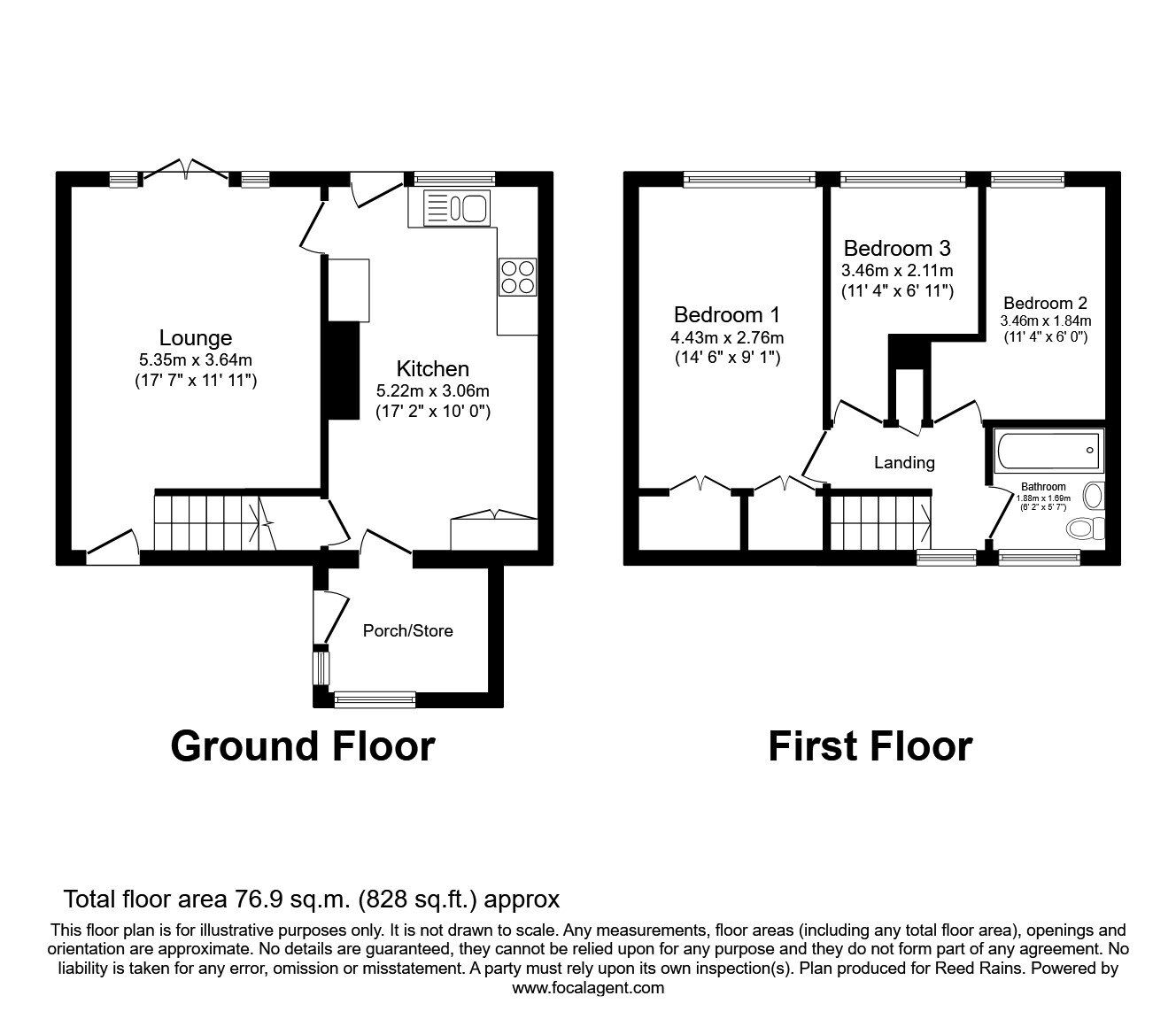 Floorplan of 3 bedroom Mid Terrace House for sale, Overend Drive, Sheffield, South Yorkshire, S14