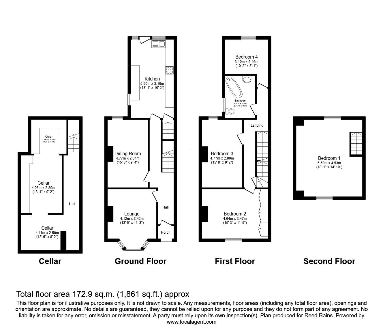 Floorplan of 4 bedroom End Terrace House for sale, Harbord Road, Sheffield, South Yorkshire, S8