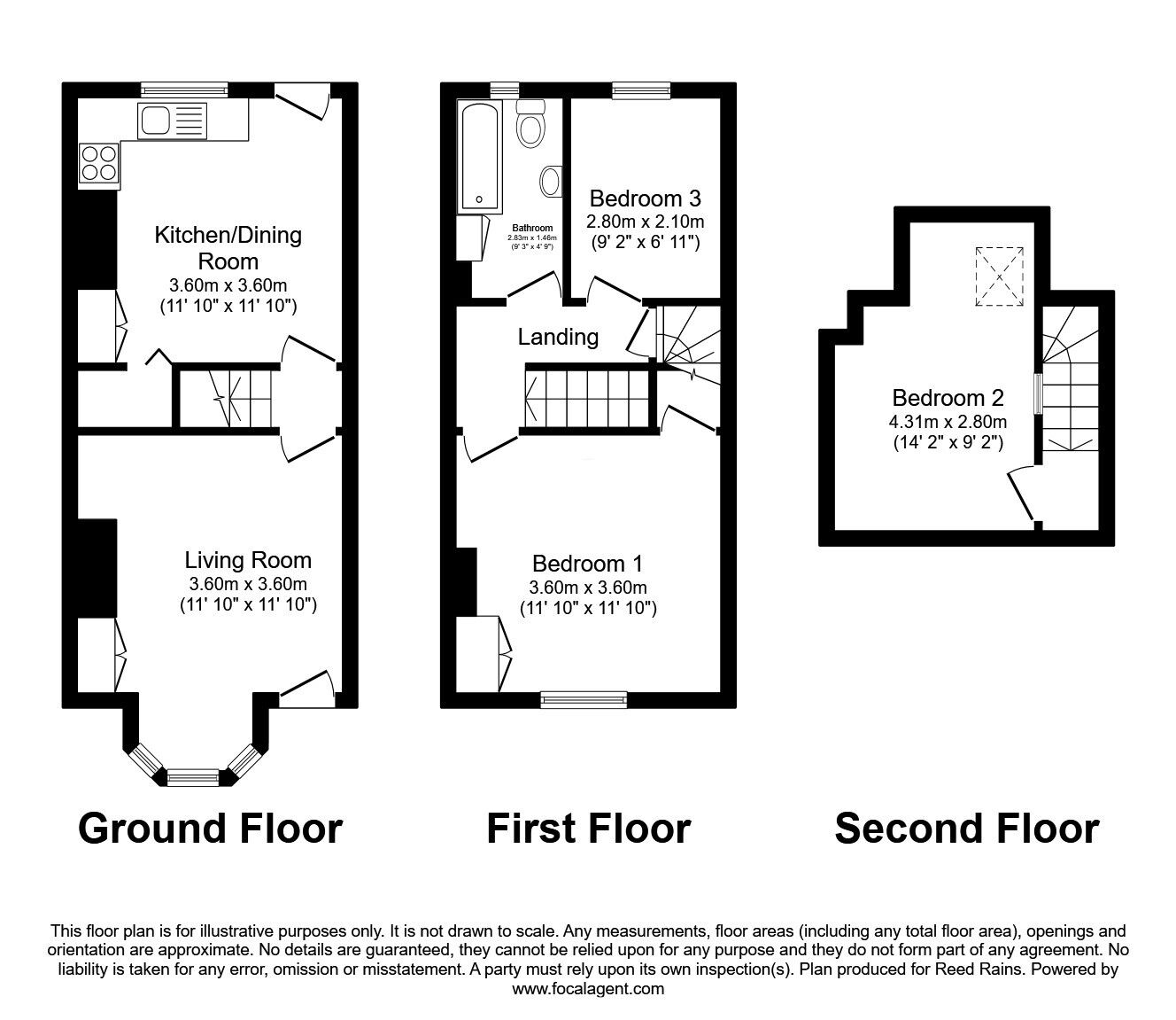 Floorplan of 3 bedroom Mid Terrace House for sale, City Road, Sheffield, South Yorkshire, S2