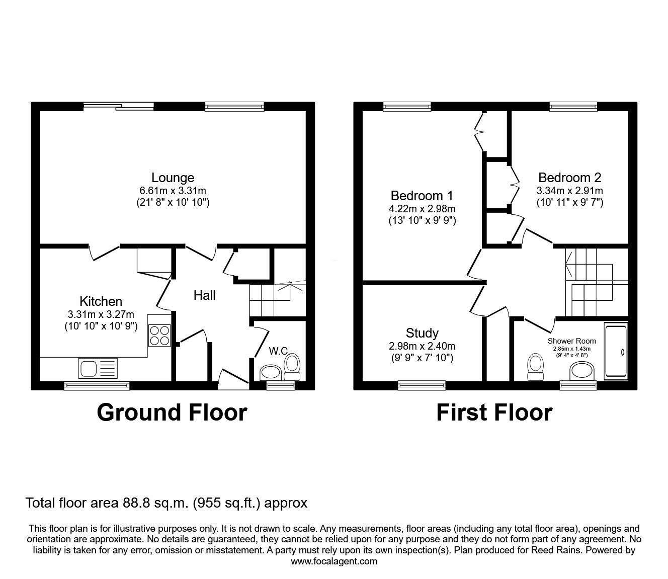Floorplan of 3 bedroom Semi Detached House for sale, Crossland Place, Sheffield, South Yorkshire, S12