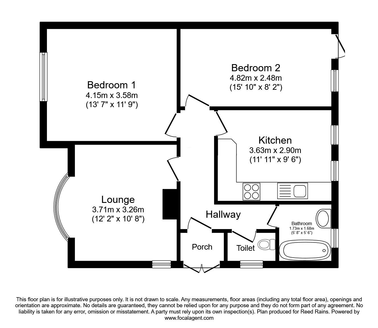 Floorplan of 2 bedroom Detached Bungalow for sale, Roxton Road, Sheffield, South Yorkshire, S8