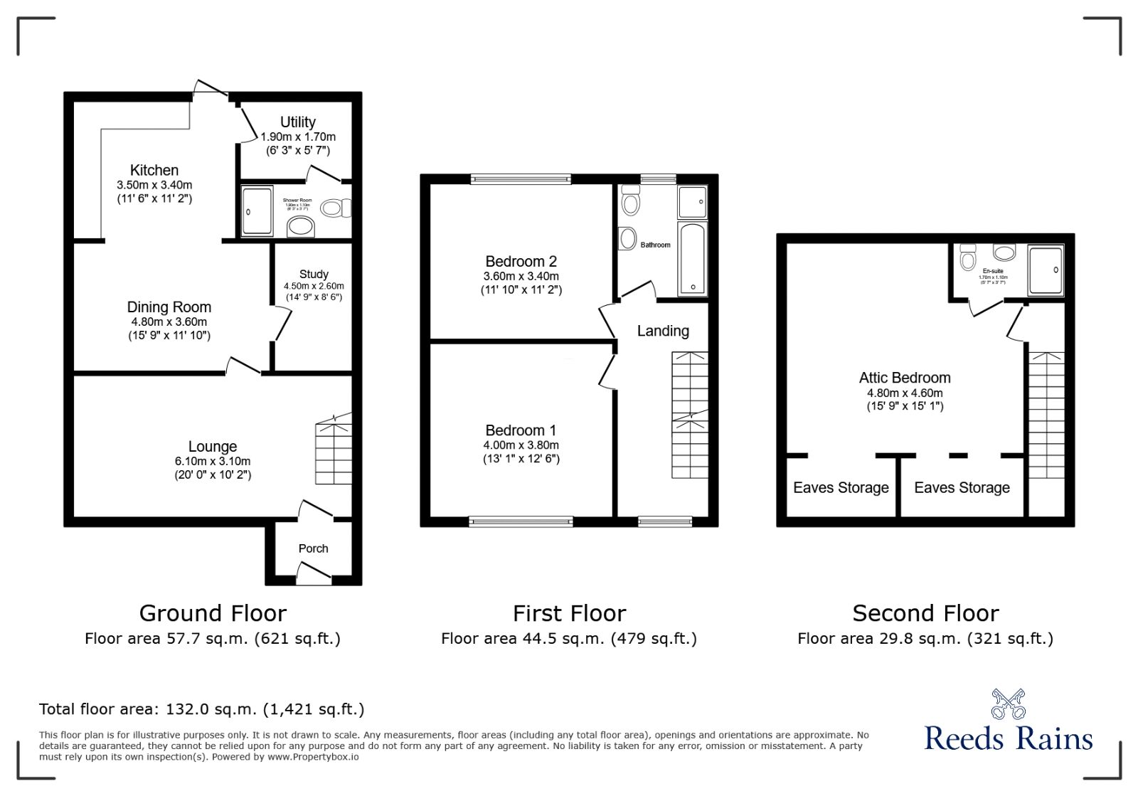 Floorplan of 3 bedroom End Terrace House to rent, Penrhyn Road, Sheffield, South Yorkshire, S11