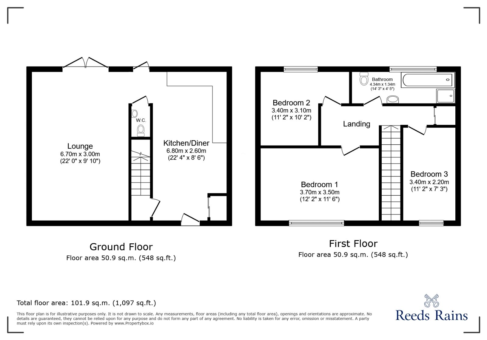 Floorplan of 3 bedroom Mid Terrace House to rent, Orpen Drive, Sheffield, South Yorkshire, S14
