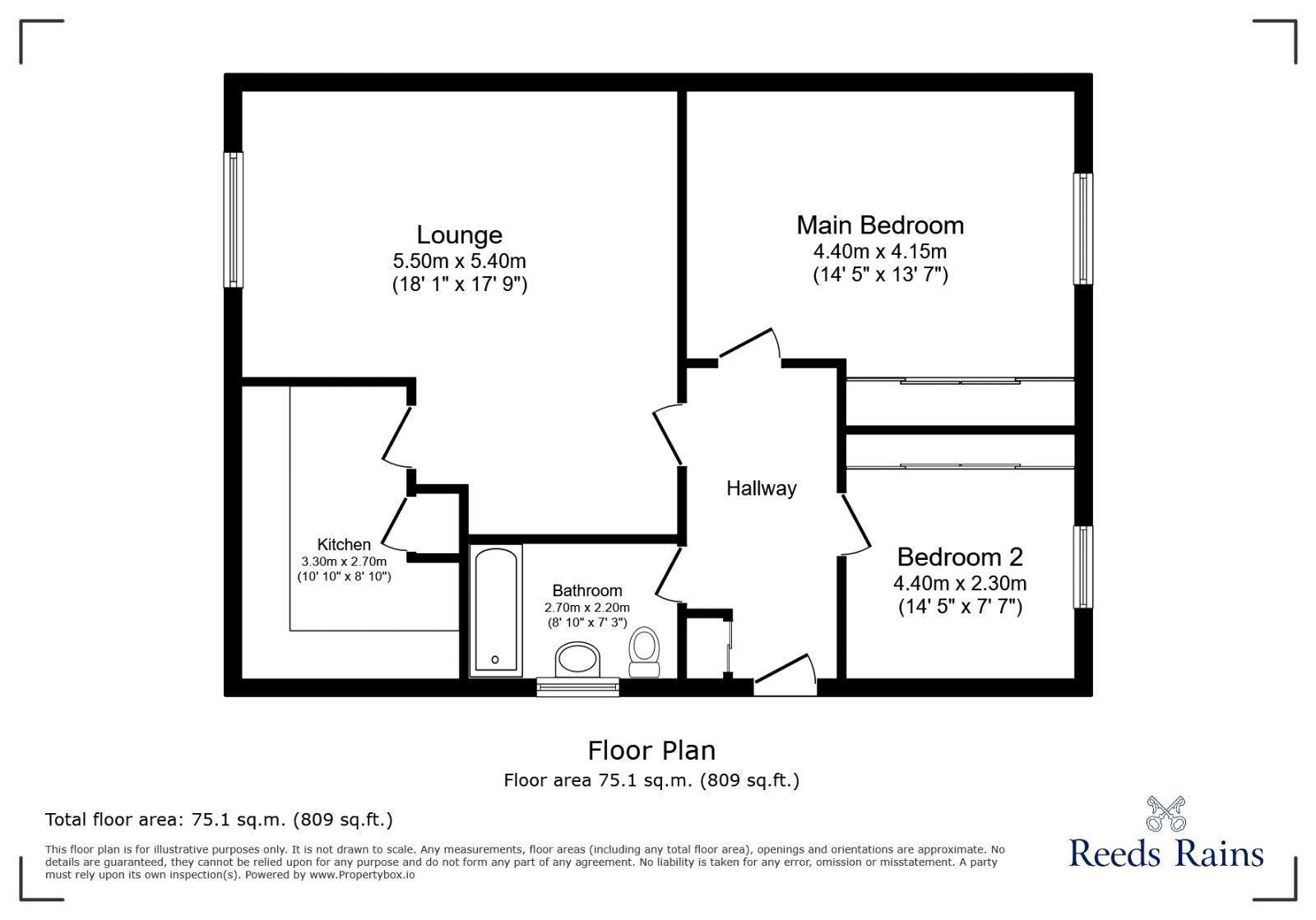 Floorplan of 2 bedroom  Flat for sale, Bocking Lane, Sheffield, South Yorkshire, S8