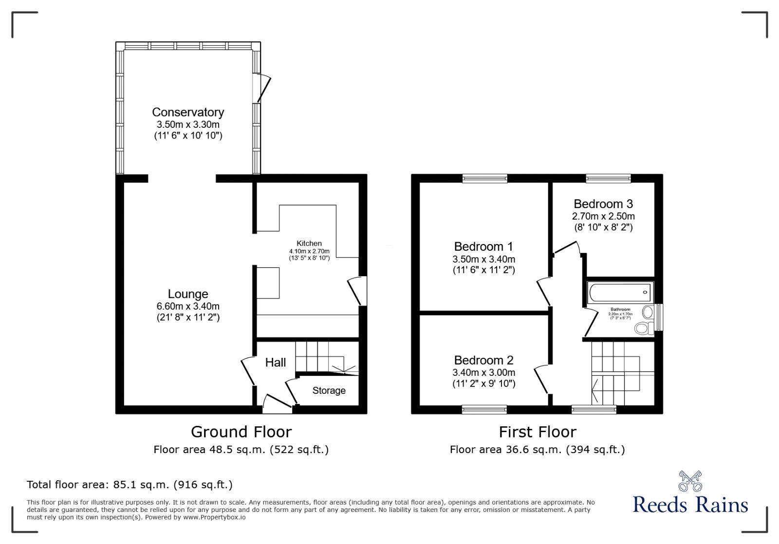 Floorplan of 3 bedroom Semi Detached House for sale, Lupton Road, Sheffield, South Yorkshire, S8
