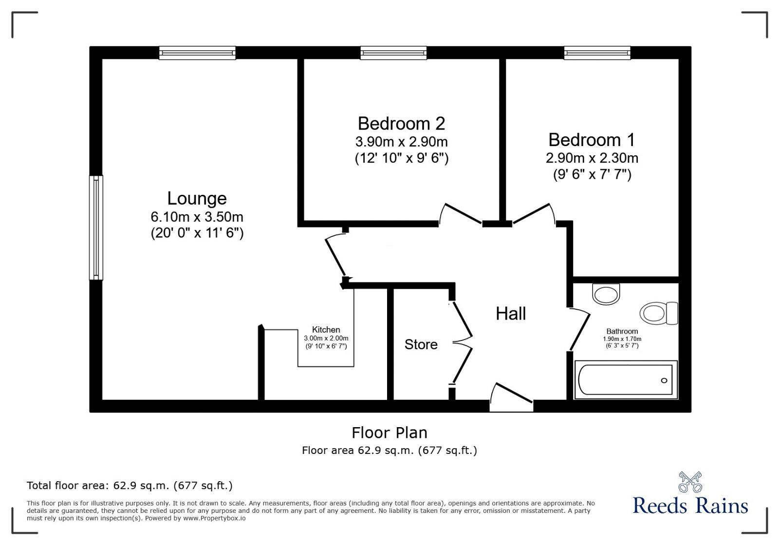 Floorplan of 2 bedroom  Flat to rent, Beeches Bank, Sheffield, South Yorkshire, S2