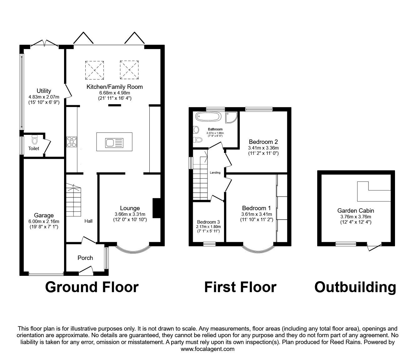 Floorplan of 3 bedroom Semi Detached House for sale, Eckington Road, Coal Aston, Derbyshire, S18