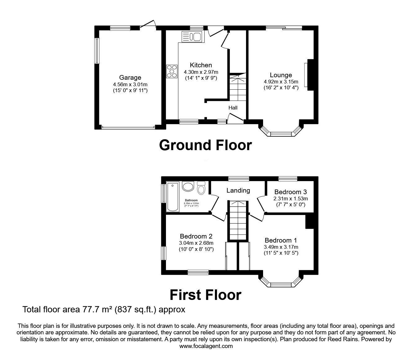 Floorplan of 3 bedroom Semi Detached House for sale, Glen View Road, Sheffield, South Yorkshire, S8