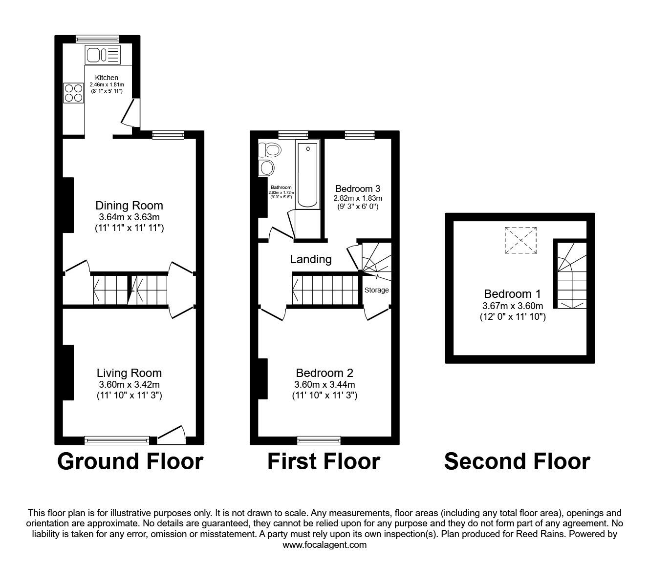 Floorplan of 3 bedroom Mid Terrace House for sale, Welby Place, Sheffield, South Yorkshire, S8