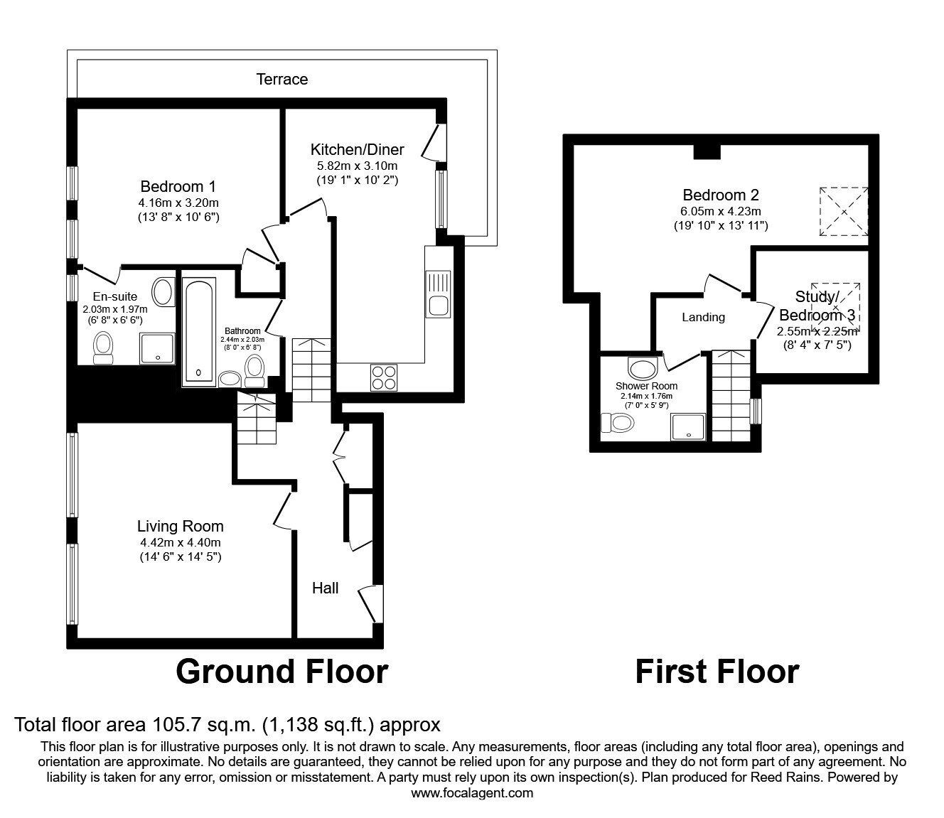 Floorplan of 3 bedroom  Flat to rent, Rydal Crescent, Sheffield, South Yorkshire, S8