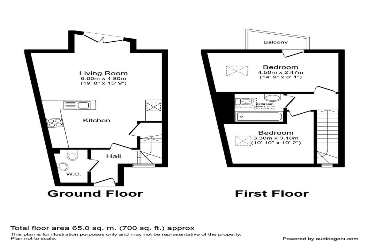 Floorplan of 2 bedroom Mid Terrace House to rent, Rydal Crescent, Sheffield, South Yorkshire, S8