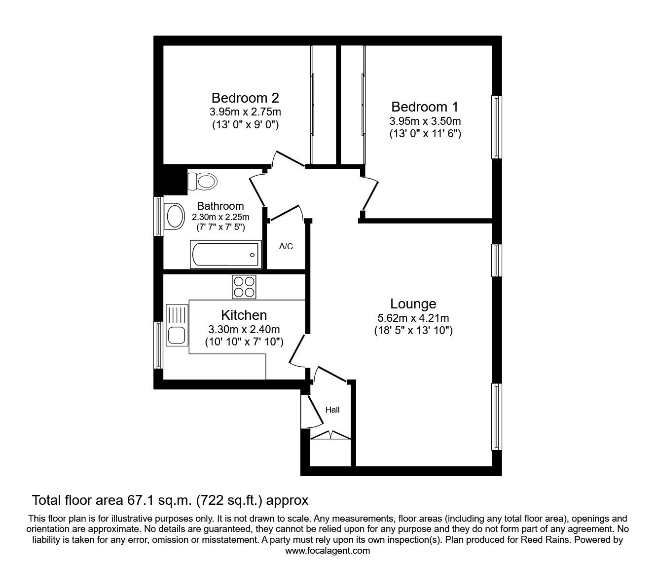 Floorplan of 2 bedroom Flat for sale, Park Grange Croft, Sheffield, South Yorkshire, S2