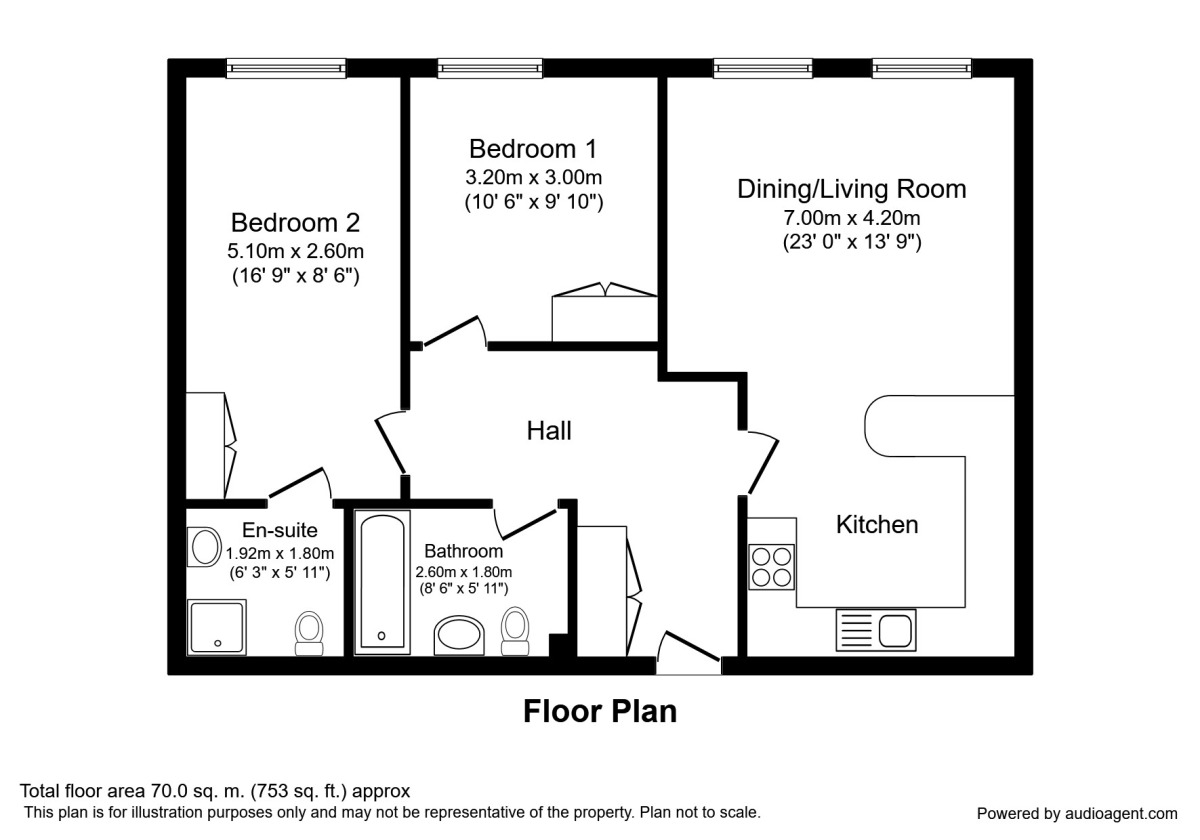 Floorplan of 2 bedroom  Flat to rent, Rydal Crescent, Sheffield, South Yorkshire, S8