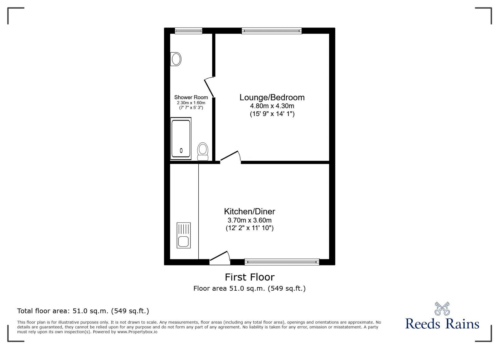 Floorplan of 1 bedroom Flat to rent, Southgate, Eckington, Derbyshire, S21
