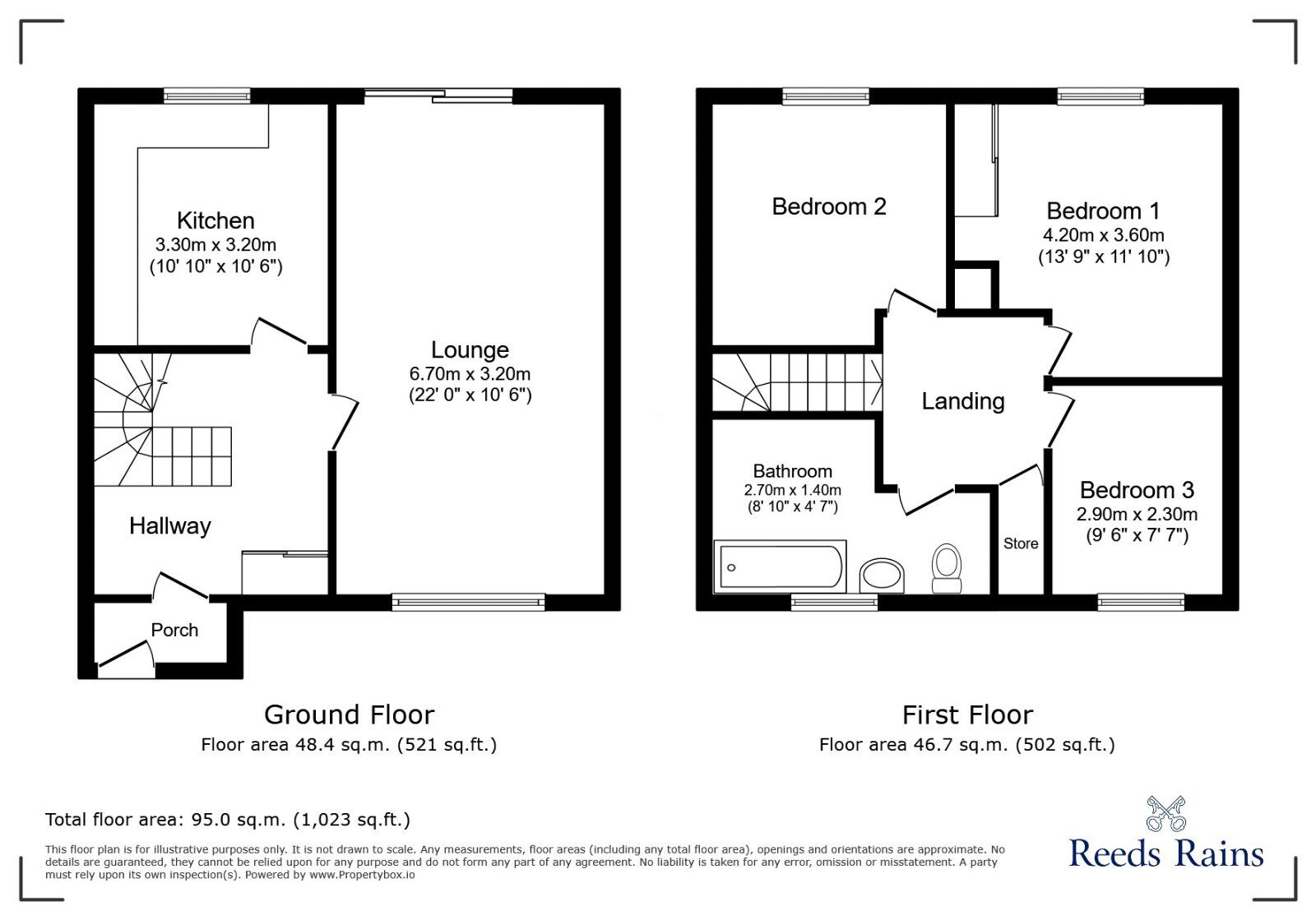 Floorplan of 3 bedroom Mid Terrace House to rent, Batemoor Walk, Sheffield, South Yorkshire, S8