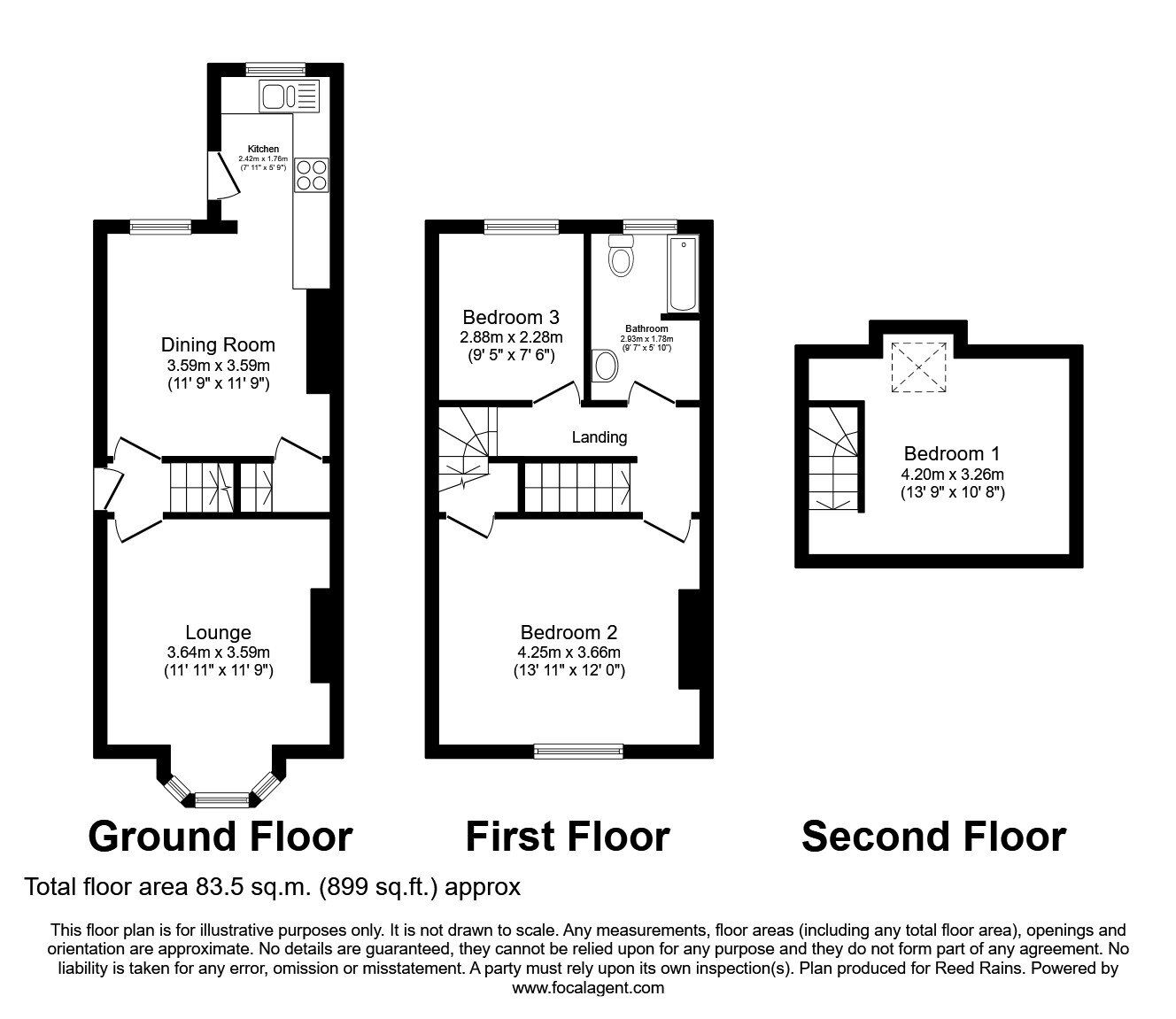 Floorplan of 3 bedroom End Terrace House to rent, Burcot Road, Sheffield, South Yorkshire, S8