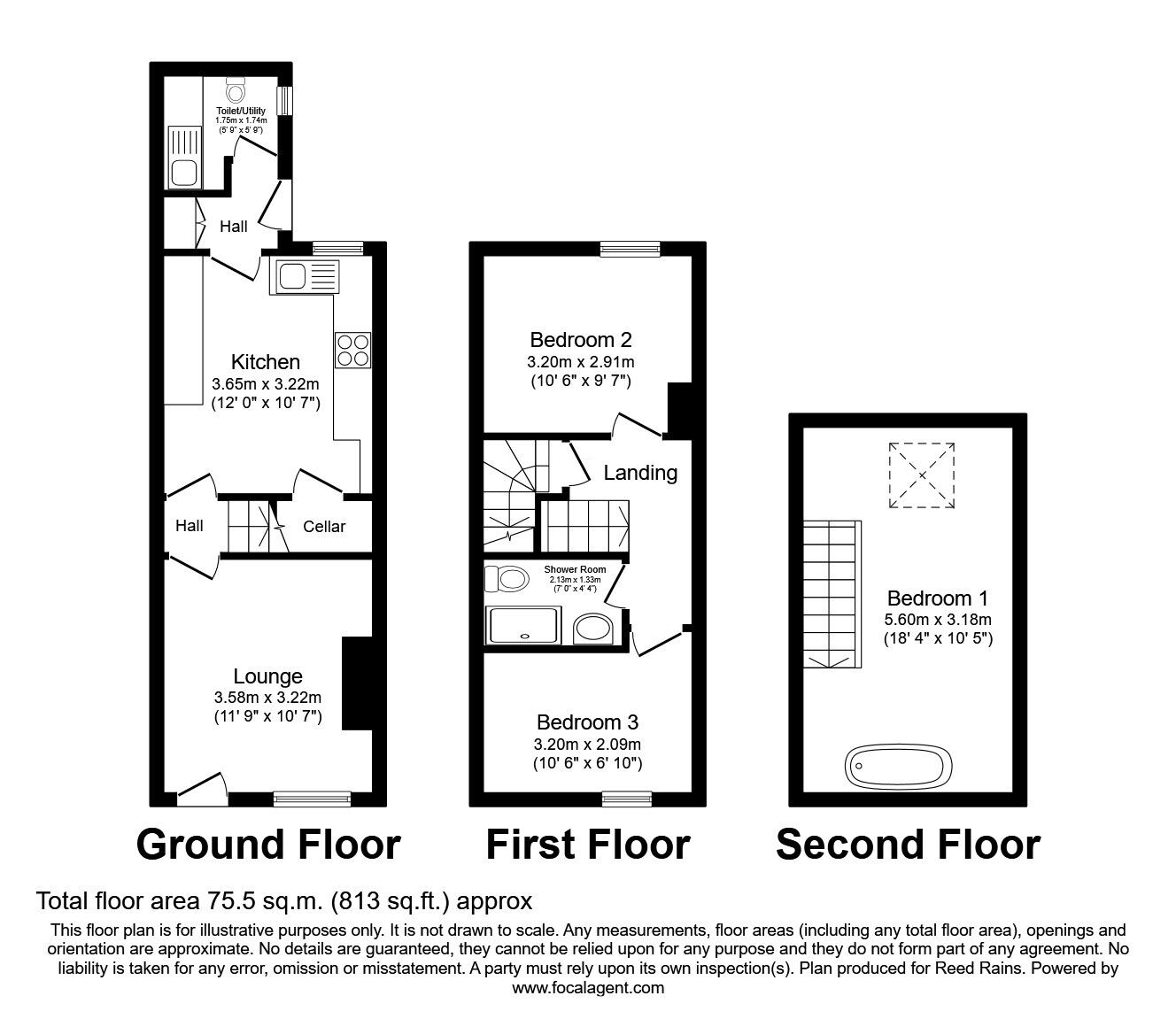 Floorplan of 3 bedroom Mid Terrace House for sale, Harvey Clough Road, Sheffield, S8