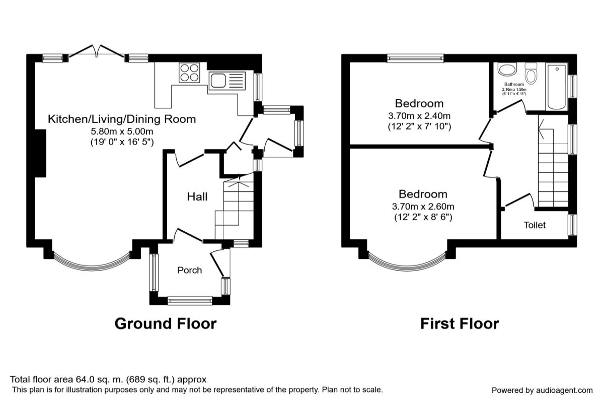 Floorplan of 2 bedroom Semi Detached House to rent, Glen View Road, Sheffield, S8