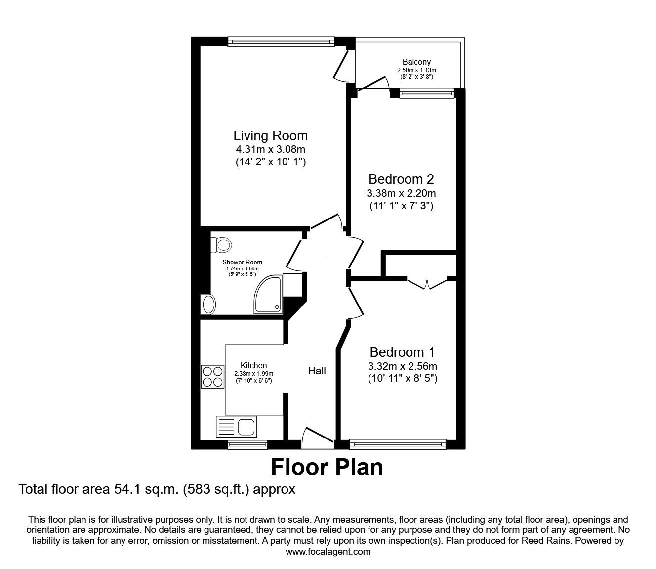 Floorplan of 2 bedroom Flat for sale, Harvey Clough Road, Sheffield, S8