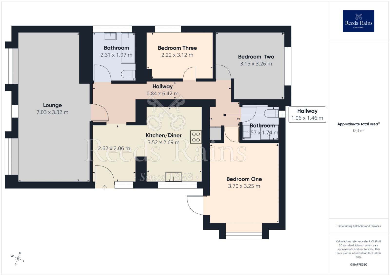 Floorplan of 3 bedroom Detached Bungalow for sale, Main Road, Unstone, Derbyshire, S18