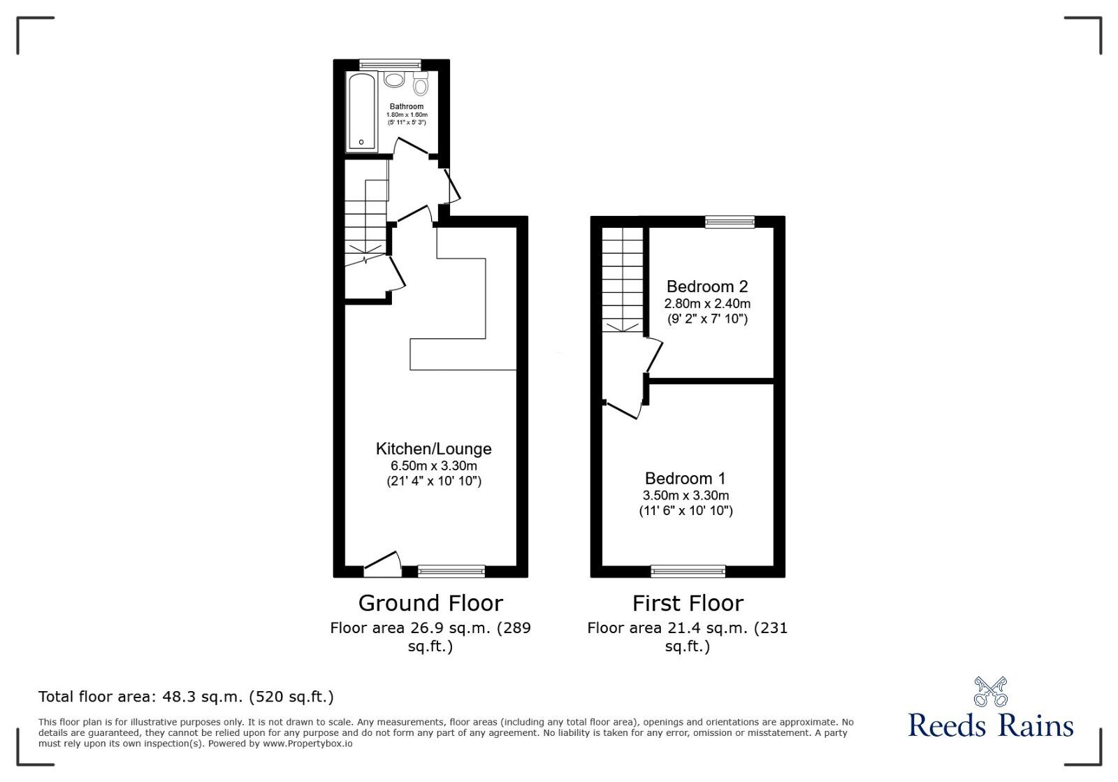 Floorplan of 2 bedroom Mid Terrace House to rent, Canal Road, Worksop, Nottinghamshire, S80