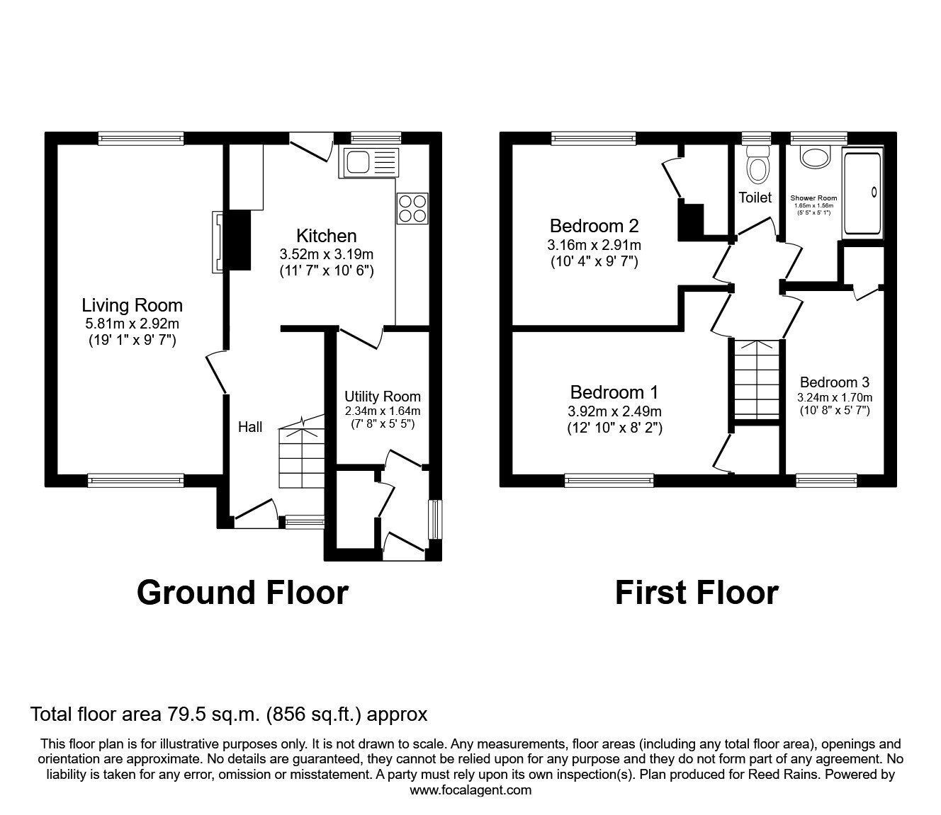 Floorplan of 3 bedroom Mid Terrace House to rent, Ironside Close, Sheffield, S14