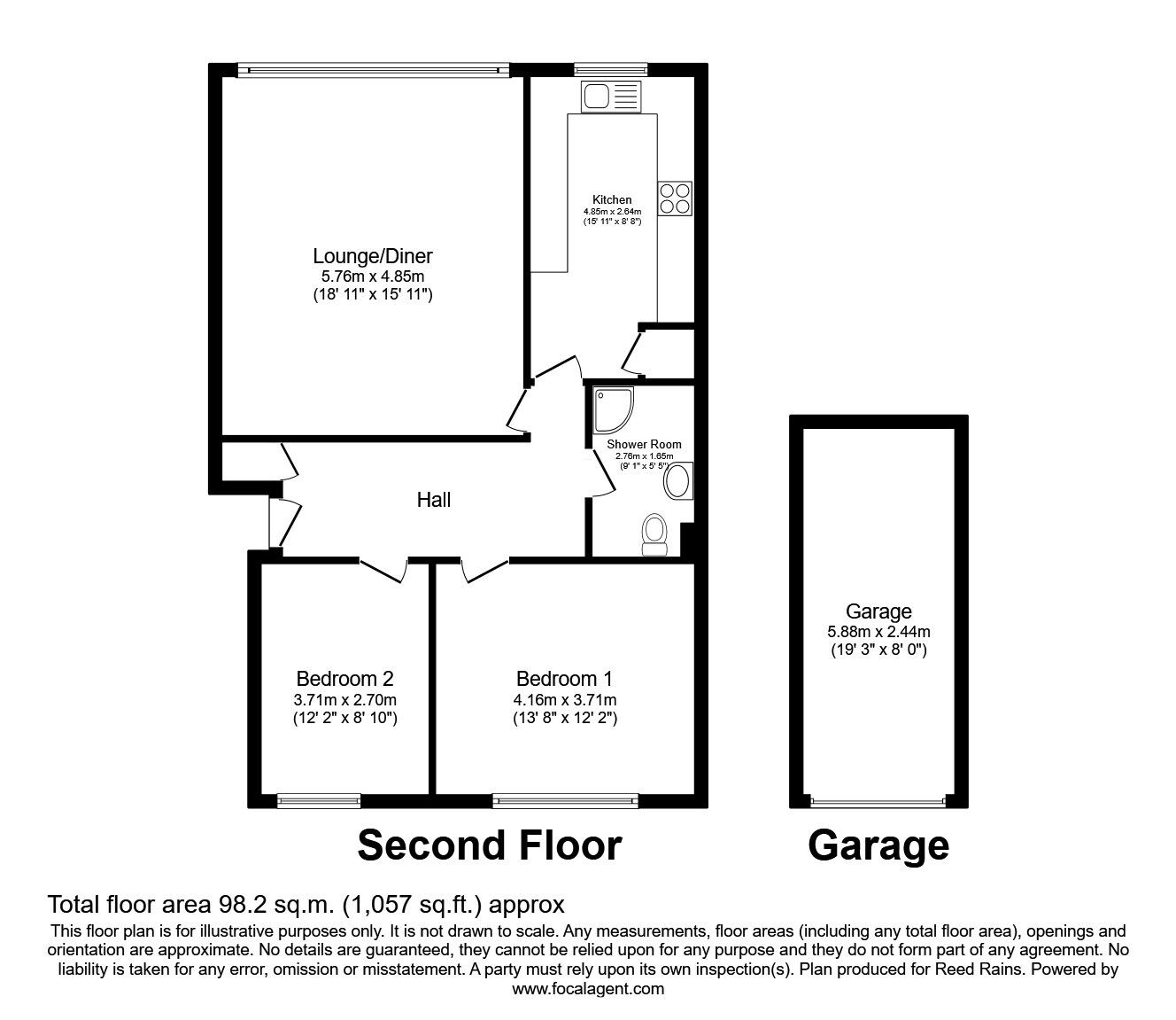 Floorplan of 2 bedroom Flat for sale, Bradway Drive, Sheffield, S17