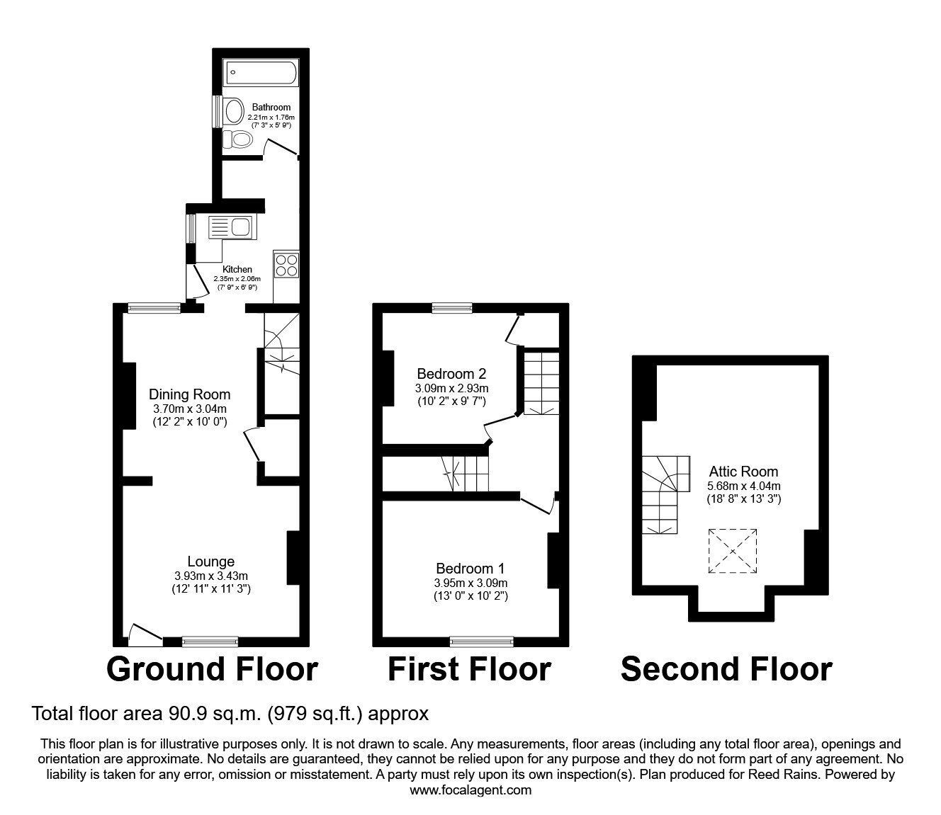 Floorplan of 3 bedroom Mid Terrace House for sale, Sheffield Road, Woodhouse, Sheffield, S13