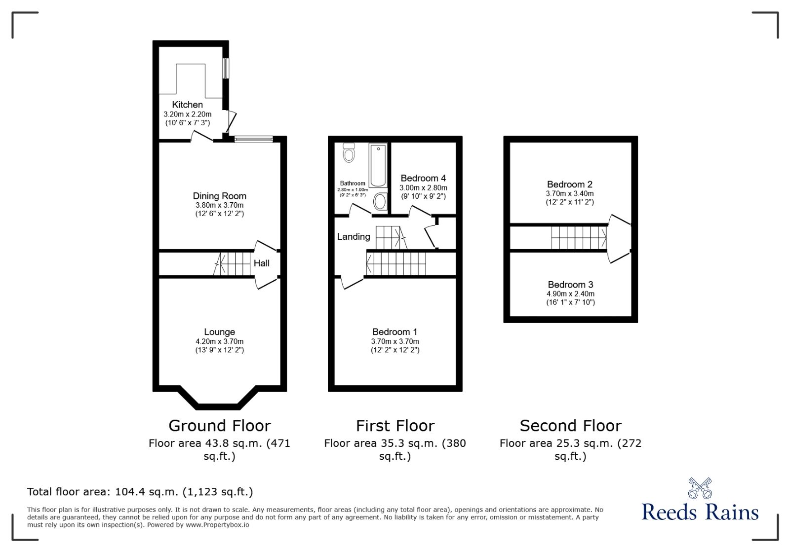 Floorplan of 4 bedroom Mid Terrace House to rent, South View Crescent, Sheffield, S7