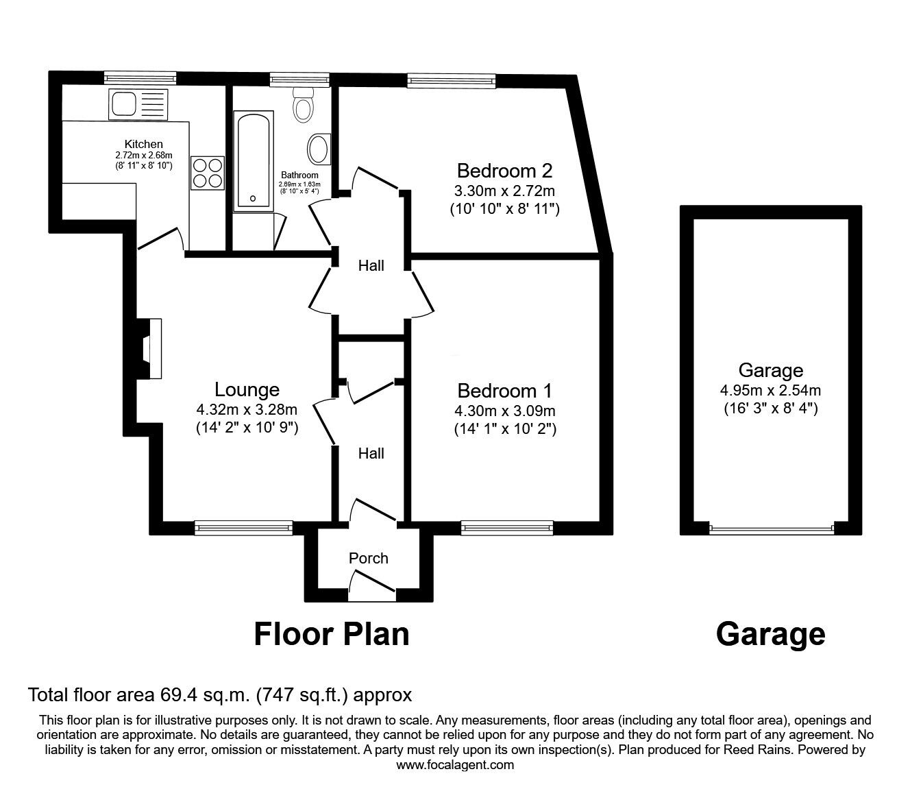 Floorplan of 2 bedroom Flat for sale, Holmesfield Road, Dronfield Woodhouse, Derbyshire, S18