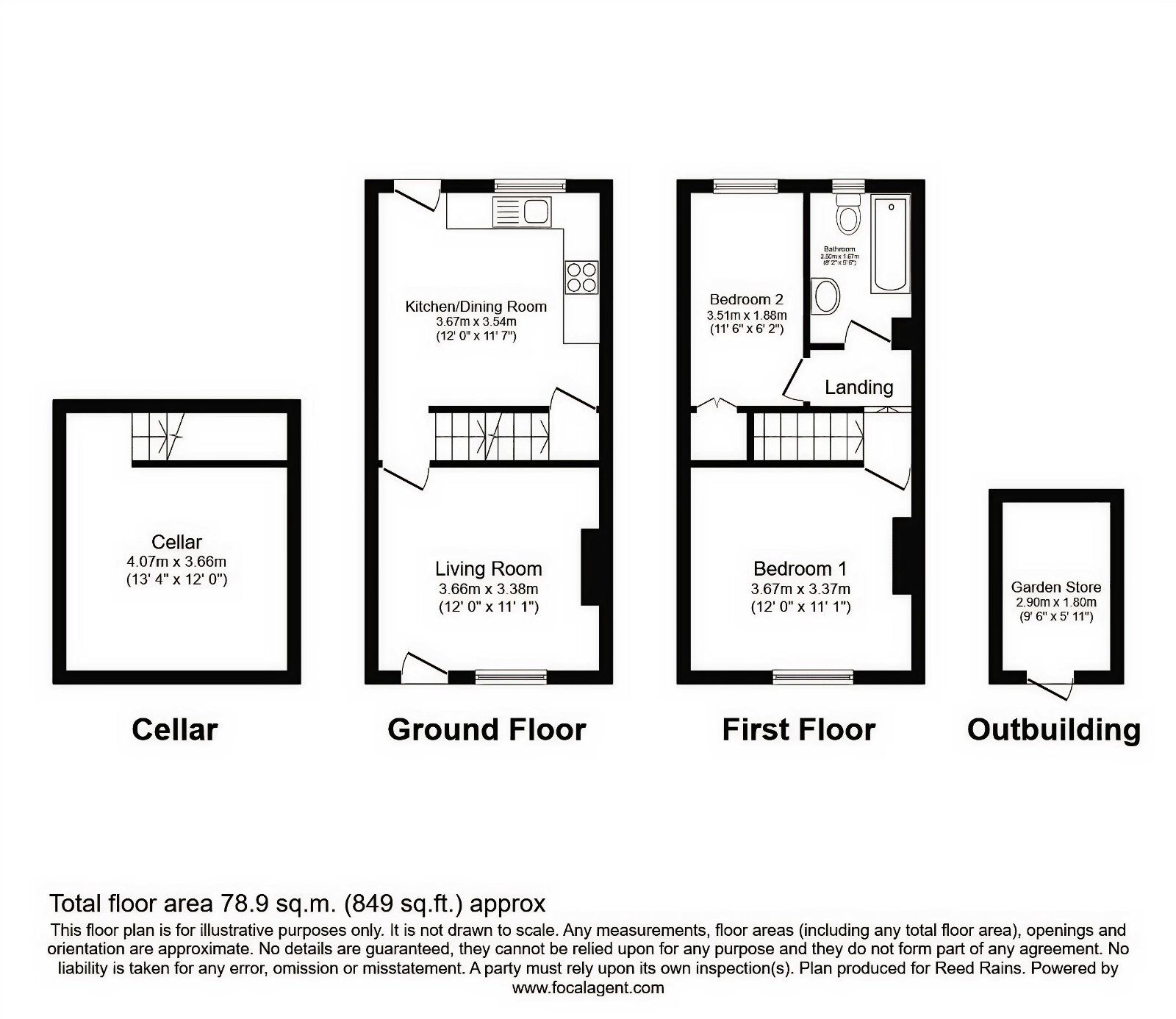 Floorplan of 2 bedroom Mid Terrace House for sale, Spa Lane, Sheffield, S13