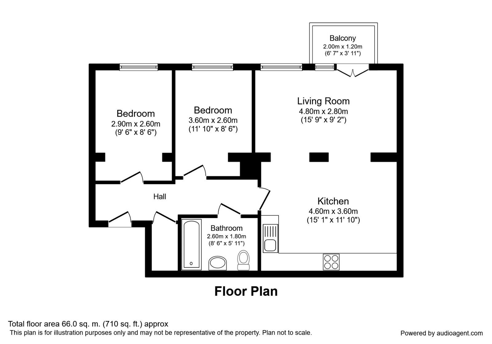 Floorplan of 2 bedroom Flat to rent, Rydal Crescent, Sheffield, S8