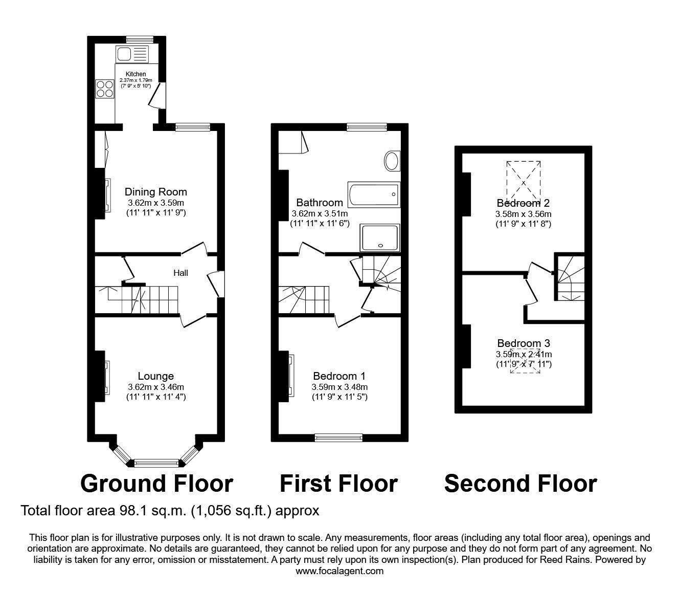 Floorplan of 3 bedroom Mid Terrace House to rent, Melbourn Road, Sheffield, S10