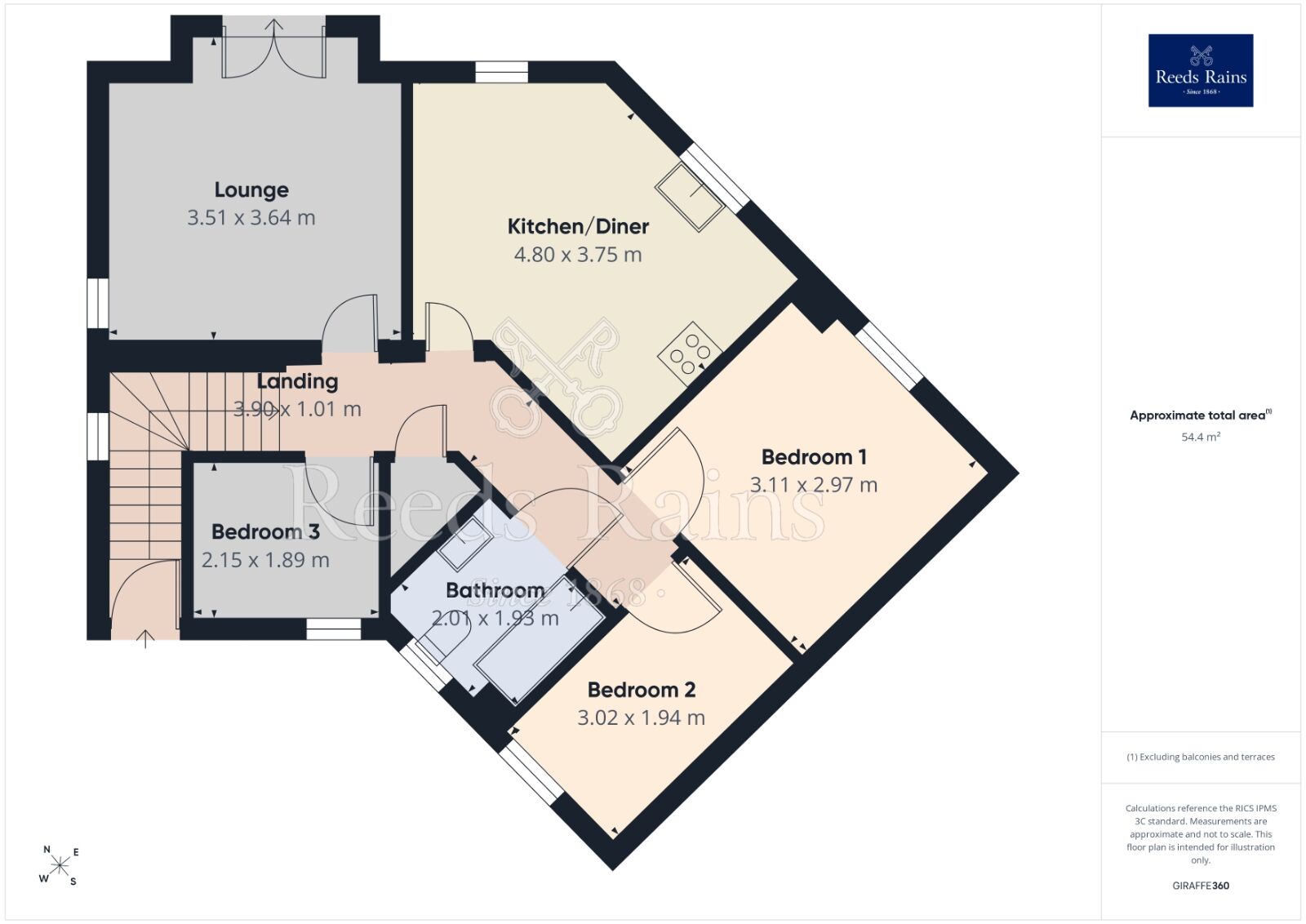 Floorplan of 3 bedroom Flat to rent, Raynald Road, Sheffield, S2