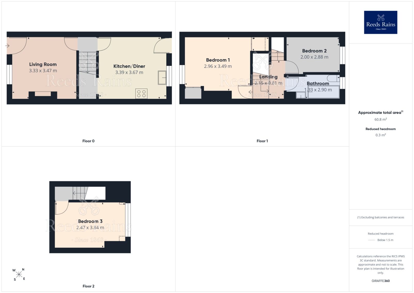 Floorplan of 3 bedroom Mid Terrace House to rent, Myrtle Road, Sheffield, S2