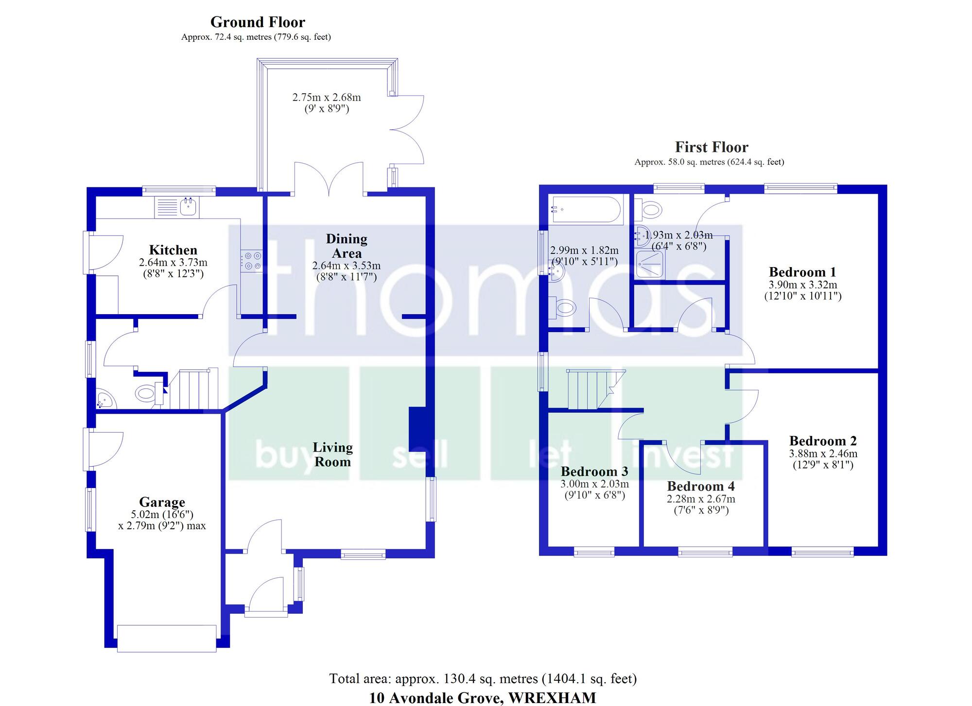 Floorplan of 4 bedroom Detached House for sale, Avondale Grove, Wrexham, LL12