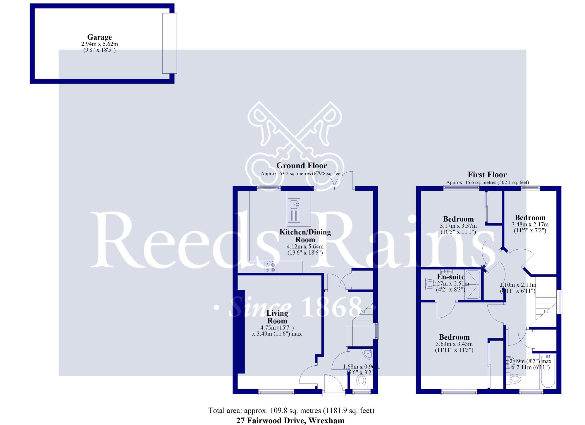 Floorplan of 3 bedroom Detached House for sale, Fairwood Drive, Gwersyllt, Wrexham, LL11