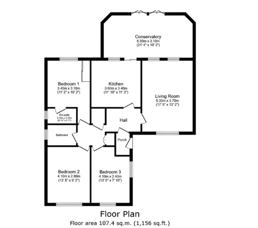 Floorplan of 3 bedroom Detached Bungalow for sale, Green Meadows, New Broughton, Wrexham, LL11
