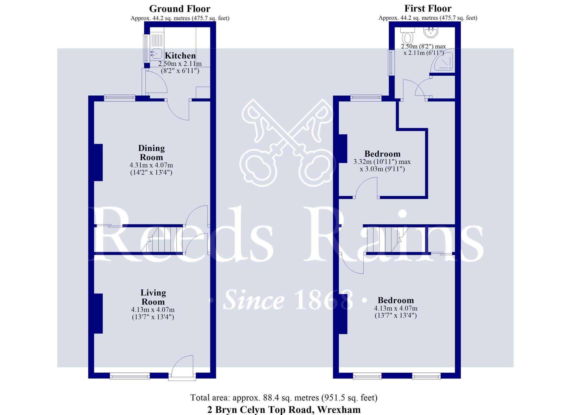 Floorplan of 2 bedroom Mid Terrace House for sale, Top Road, Summerhill, Wrexham, LL11