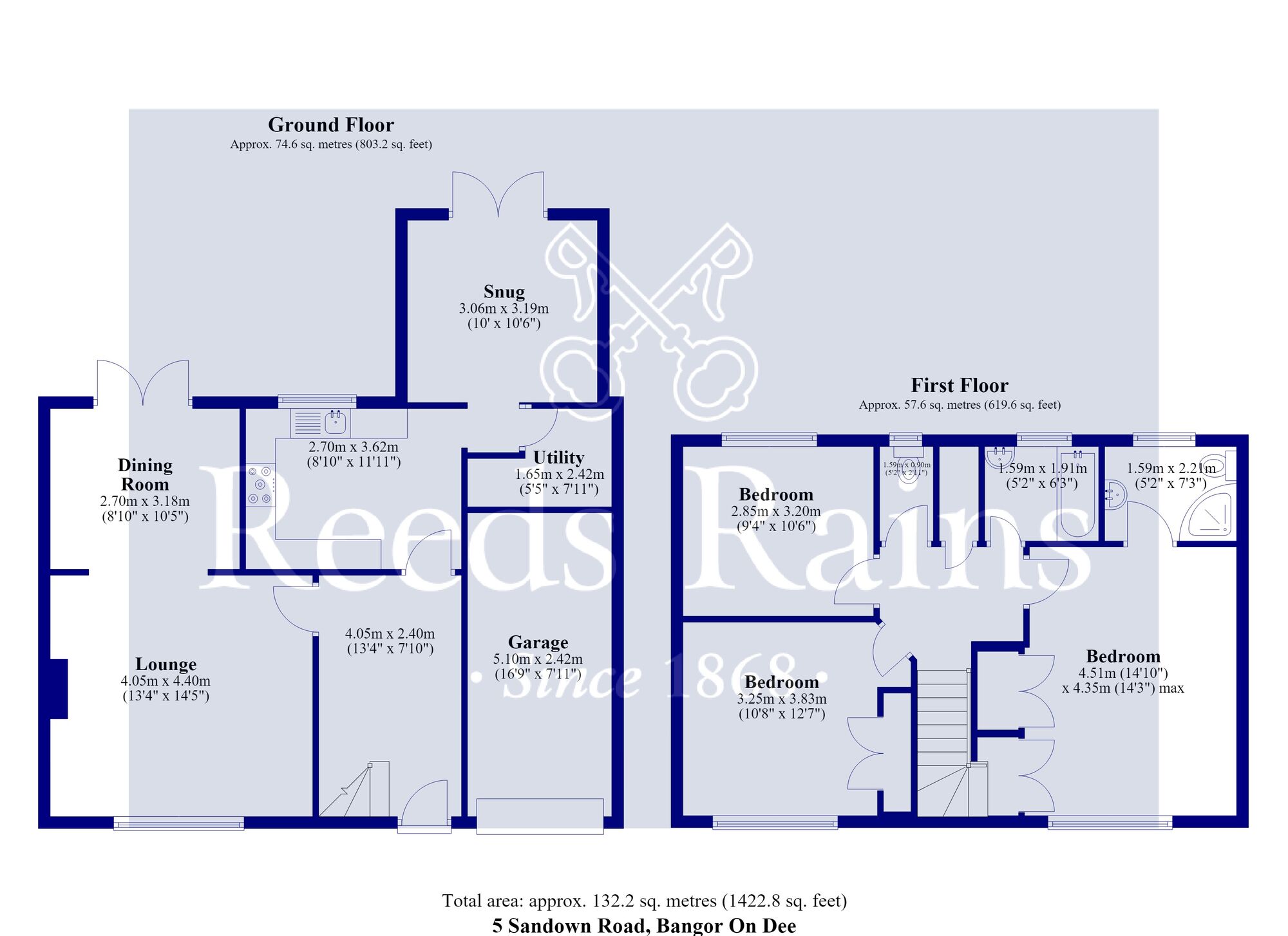 Floorplan of 3 bedroom Detached House for sale, Sandown Road, Bangor-on-Dee, Wrexham, LL13