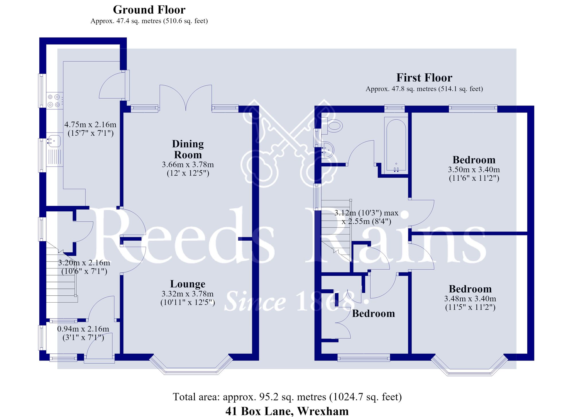 Floorplan of 3 bedroom Semi Detached House for sale, Box Lane, Wrexham, LL12