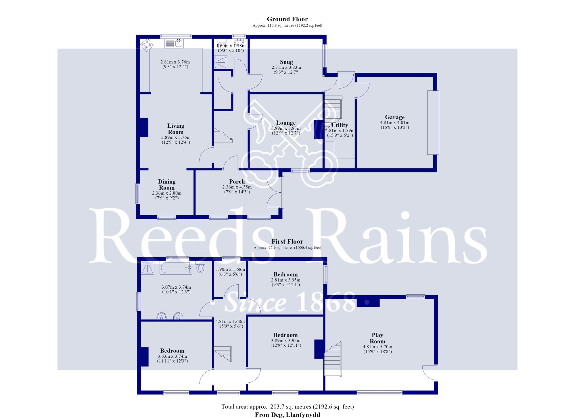 Floorplan of 4 bedroom Detached House for sale, Llanfynydd, Wrexham, Flintshire, LL11