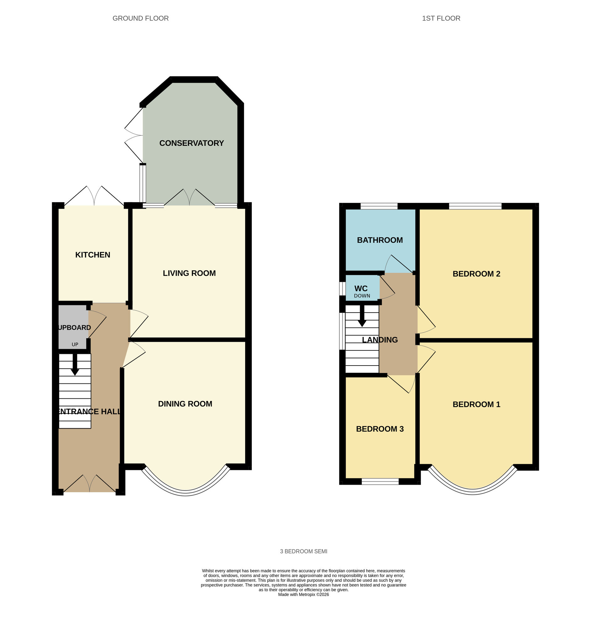 Floorplan of 3 bedroom Semi Detached House for sale, Charminster Avenue, Birmingham, West Midlands, B25