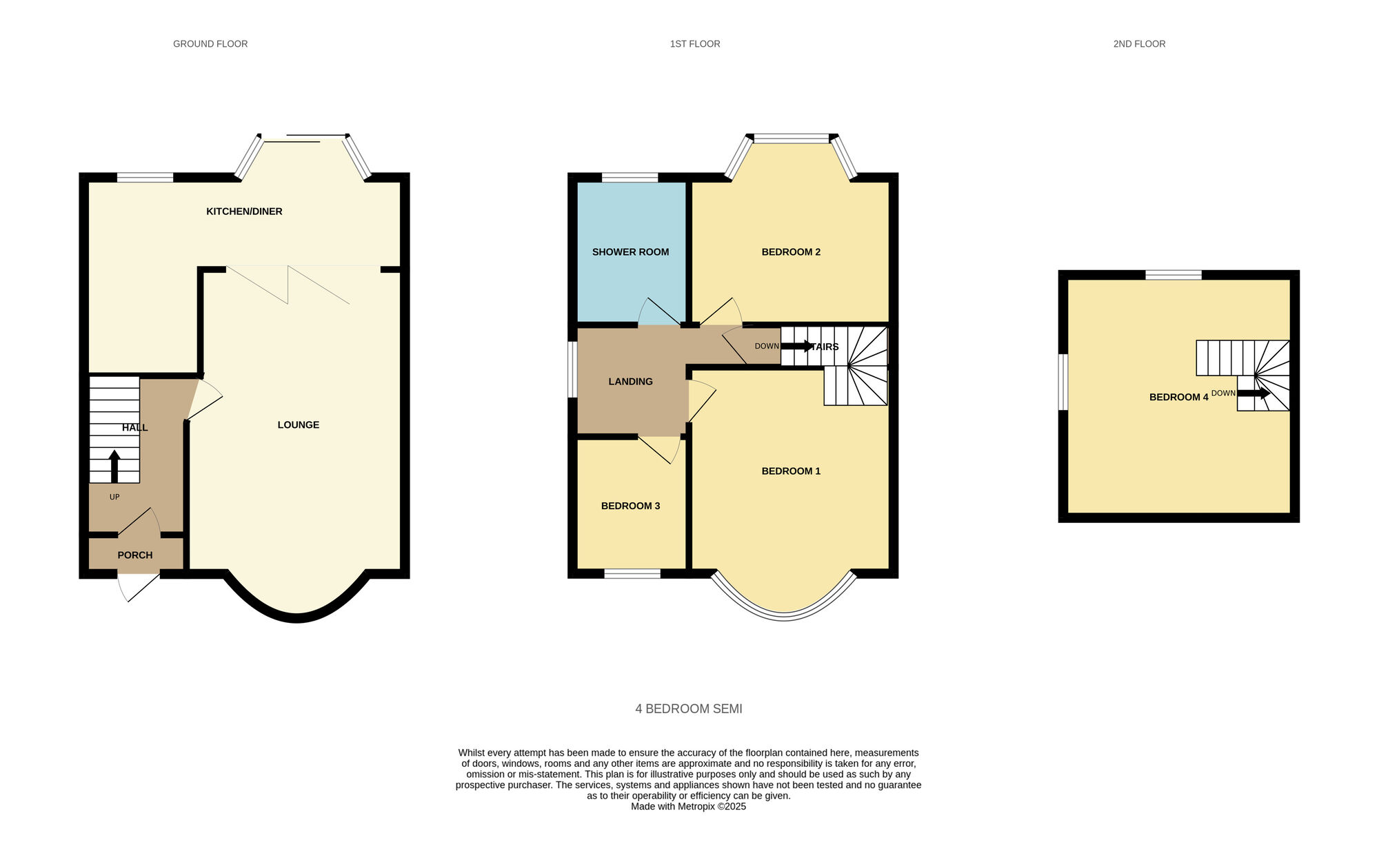 Floorplan of 4 bedroom Semi Detached House for sale, Flaxley Road, Birmingham, West Midlands, B33