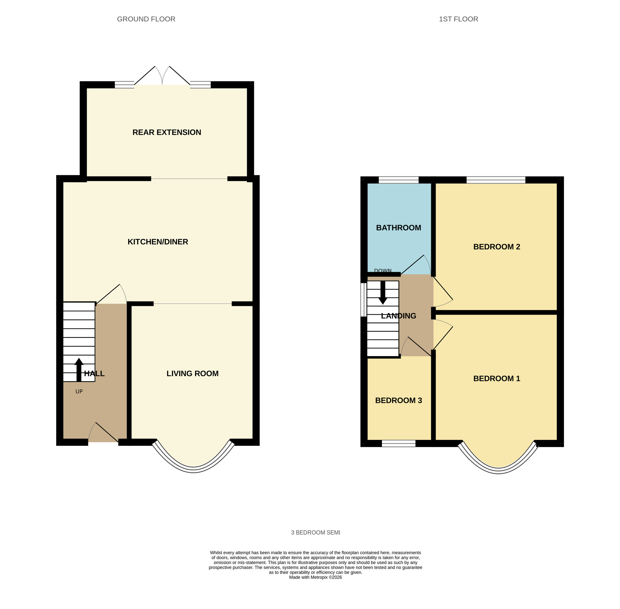 Floorplan of 3 bedroom Semi Detached House for sale, Trysull Avenue, Birmingham, West Midlands, B26