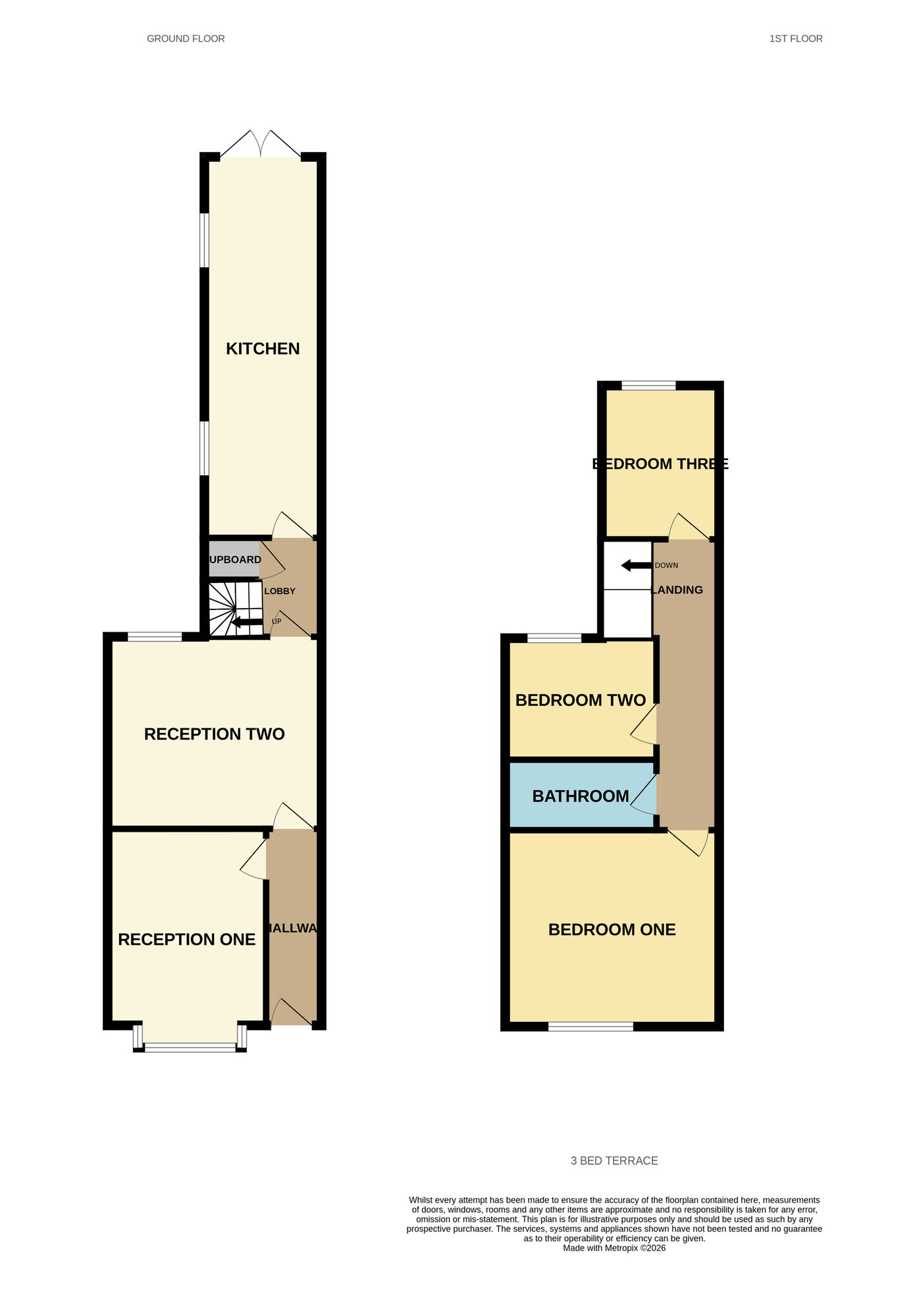 Floorplan of 3 bedroom Mid Terrace House to rent, Kathleen Road, Birmingham, West Midlands, B25