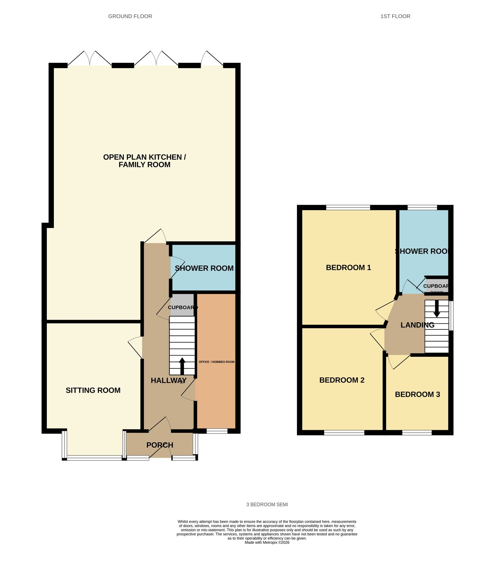 Floorplan of 3 bedroom Semi Detached House for sale, Yardley Fields Road, Birmingham, West Midlands, B33